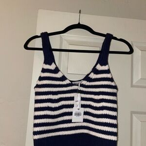 Simkhai Striped Navy and White Knit Tank Top